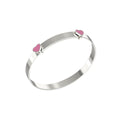 Pink Enamel Heart Baby Bangle | Sterling Silver Kids Jewellery UK