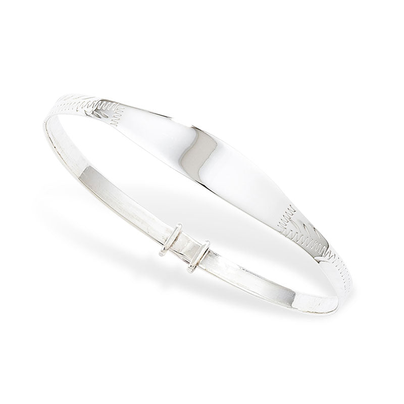 Sterling Silver Kids ID Baby Bangle Diamond Cut | Baby Jewellery UK