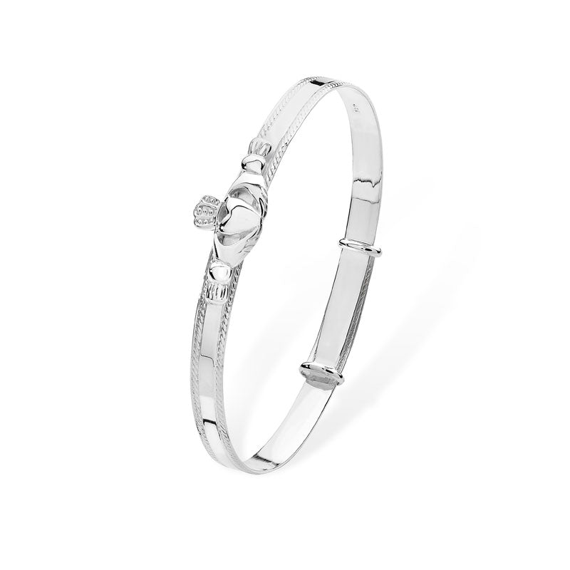 Maids Claddagh Bangle Sterling Silver | Baby & Kids Jewellery UK